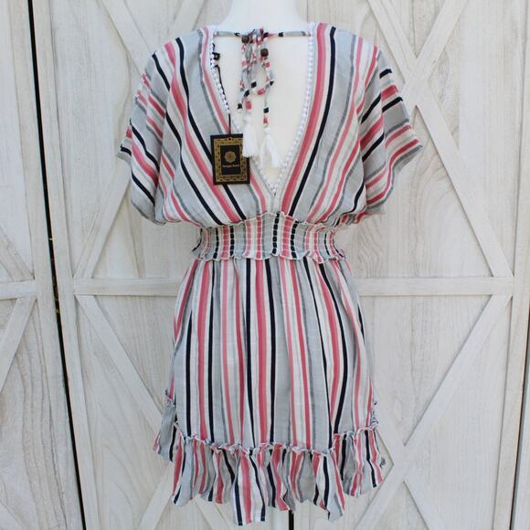 Spiaggia Dolce Striped Ruffled Mini Dress M - Picture 6 of 11